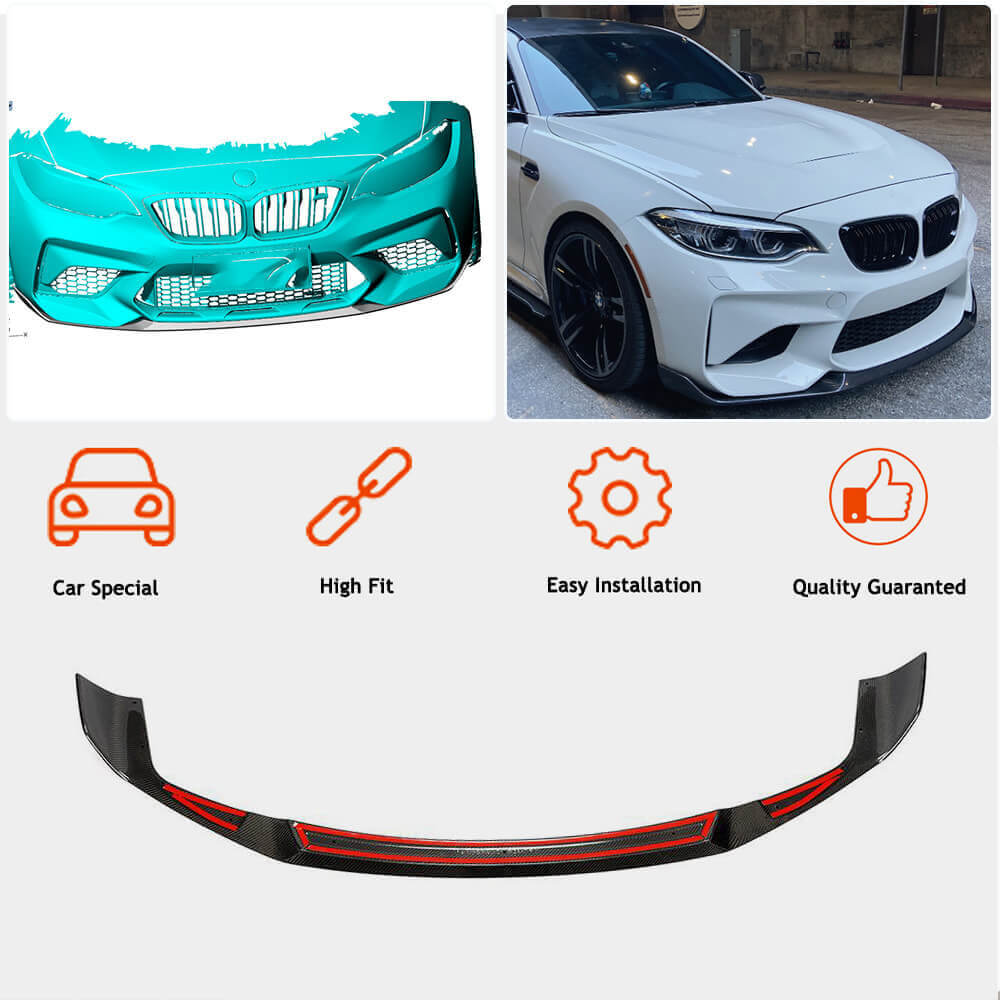 BMW 2 Series F87 M2 Competition M2C 2018-2020 Front Bumper Lip Carbon Fiber