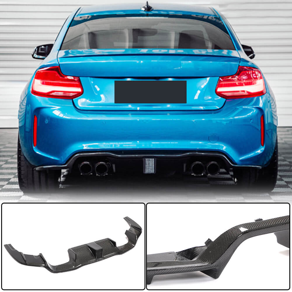 BMW 2 Series F87 M2 M2C 2016-2020 Rear Bumper Diffuser Carbon Fiber (With LED Brake Light)