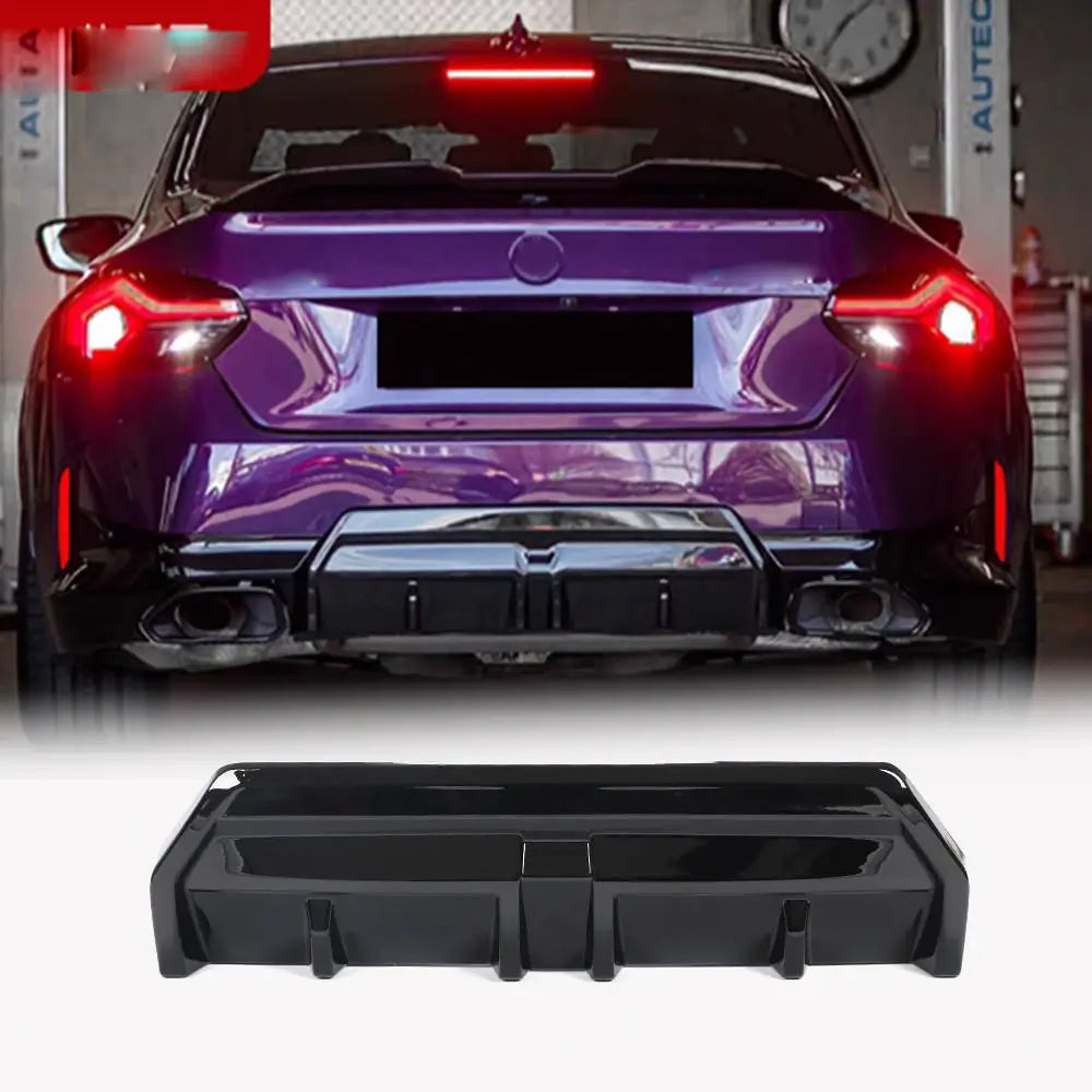 BMW 2 Series G42 220i 230i M Sport M240i 2021-2023 Rear Bumper Diffuser Glossy Black ABS