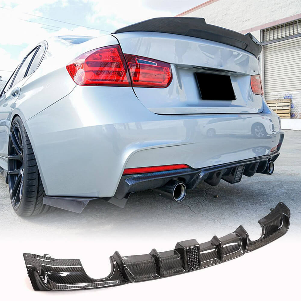Carbon Fiber Rear Bumper Diffuser Lip for BMW 3 Series F30 M Sport 2012-2018 With brake light