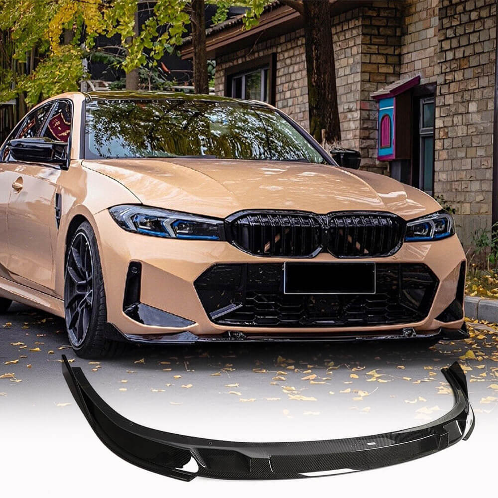 BMW 3 Series G20 LCI M-Sport 330i Sedan 4-Door 2022-2023 Front Bumper Lip Carbon Fiber