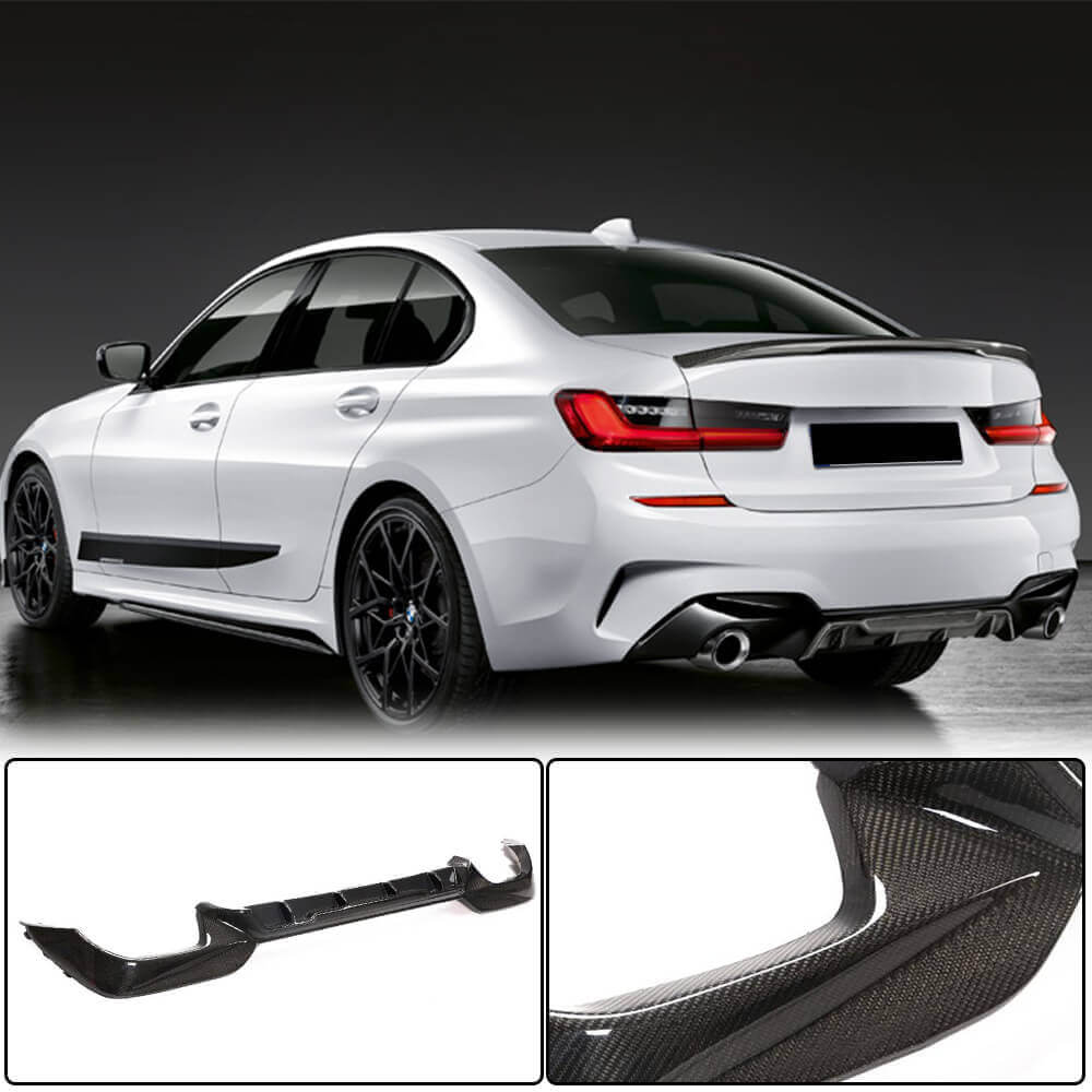 BMW 3 Series G20 M340i 2019-2021 Rear Bumper Diffuser Carbon Fiber