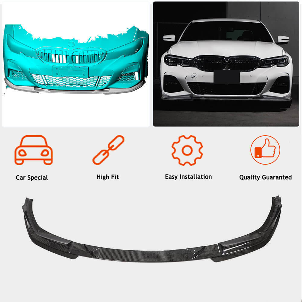 BMW 3 Series G20 320i 330i M Sport M340i Front Bumper Lip Carbon Fiber