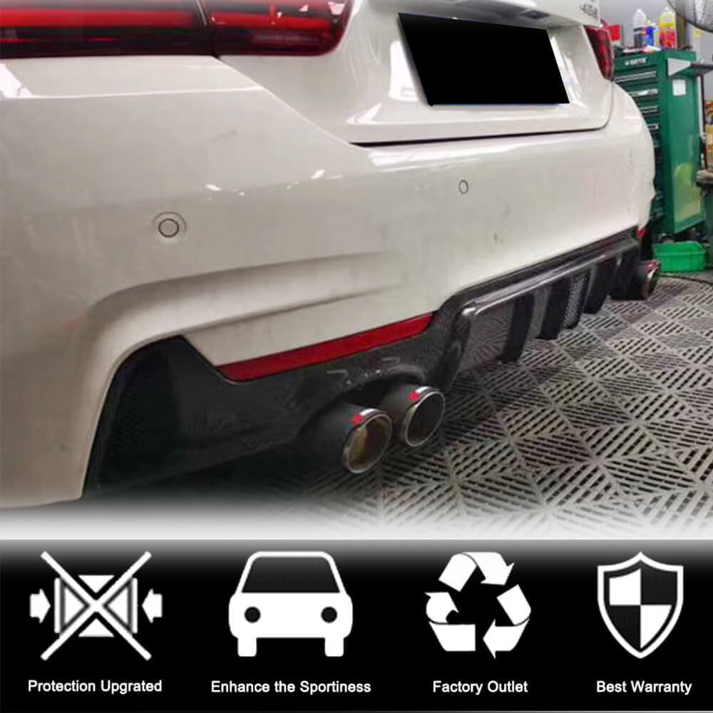 BMW 4 Series F32 F33 F36 M Sport 2014-2019 Rear Bumper Diffuser LED Light Carbon Fiber