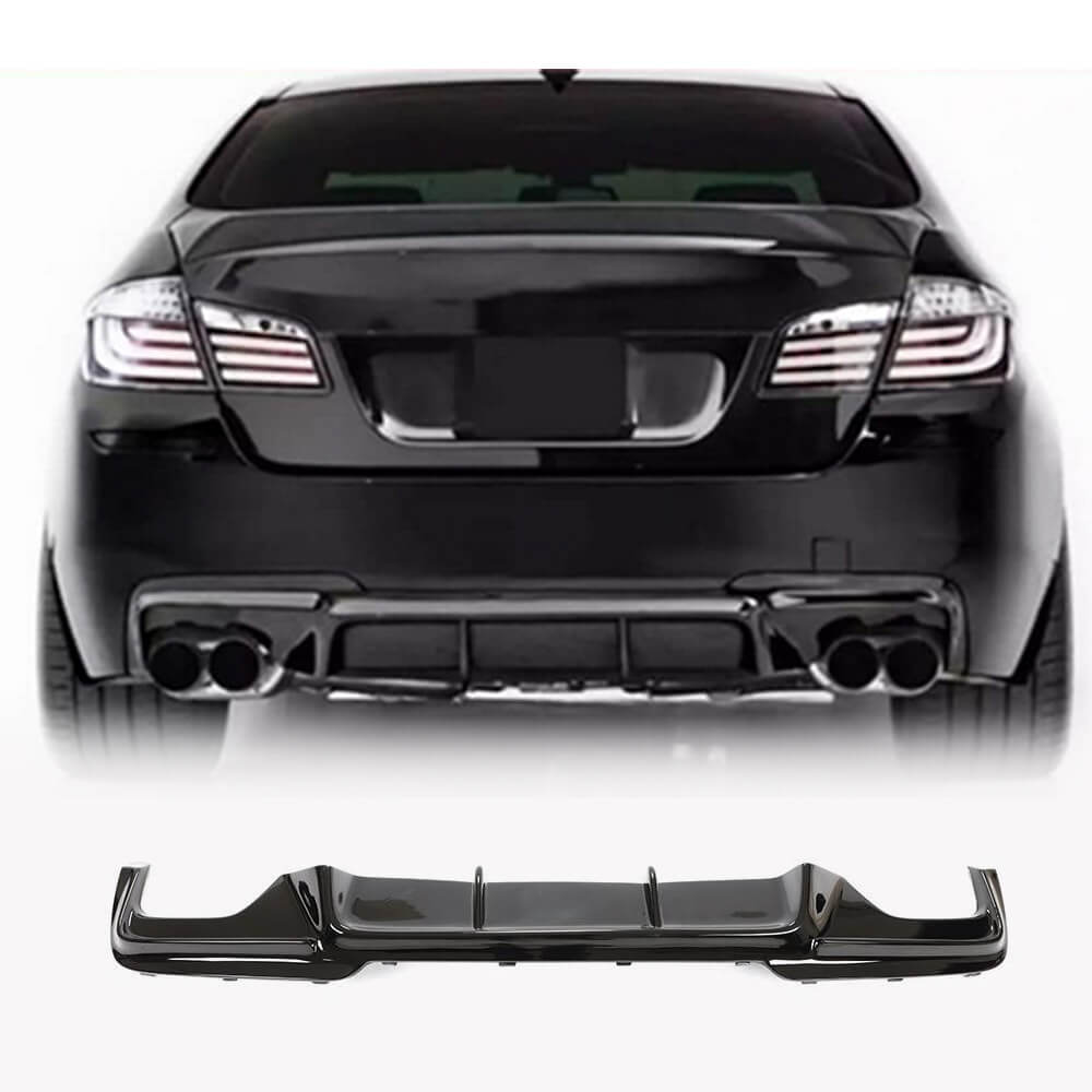 BMW 5 Series F10 2011-2016 528i 530i 535i 550i M-Sport FRP Gloss Black Rear Bumper Diffuser