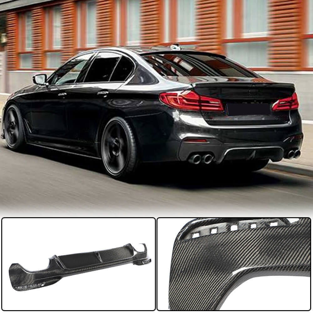 BMW 5 Series G30 520i 530i 540i M Sport M550i 2017-2020 Rear Bumper Diffuser Carbon Fiber