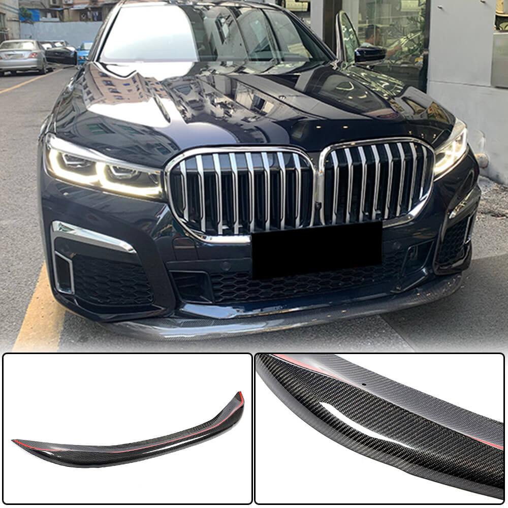 BMW 7 Series G11 745e 750i M Sport M760Li LCI 2019-2022 Front Bumper Lip Carbon Fiber