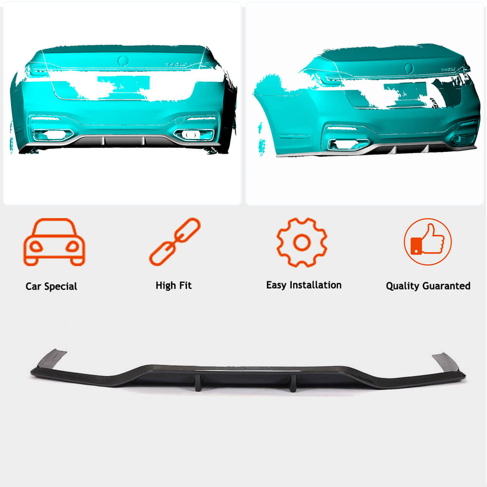BMW 7 Series G11 745e 750i M Sport M760Li LCI 2019- 2022 Rear Bumper Diffuser Carbon Fiber