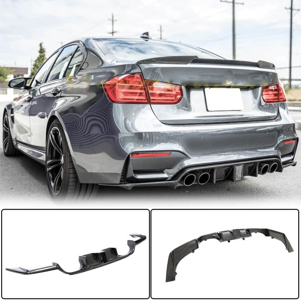 BMW F80 M3 F82 F83 M4 2014-2020 Rear Bumper Diffuser With Brake Light Carbon Fiber