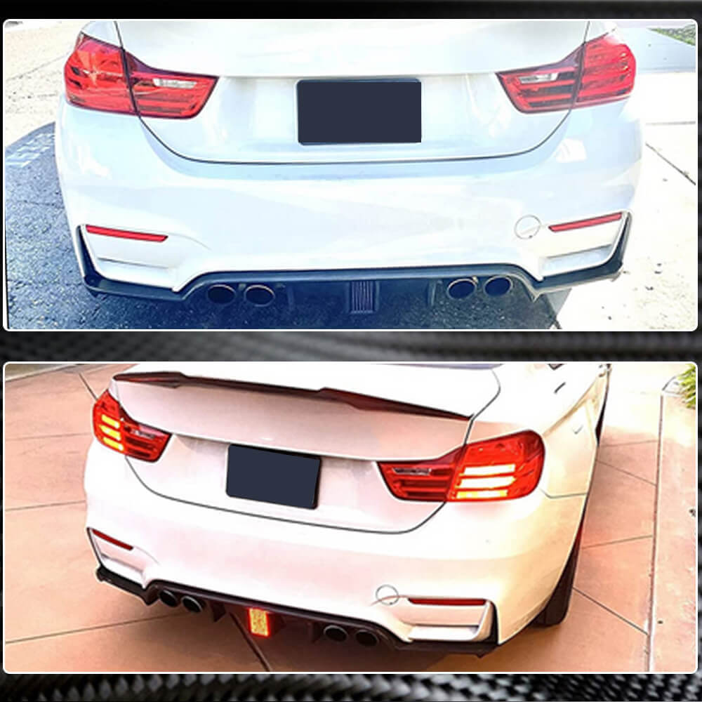 BMW F80 M3 F82 F83 M4 2014-2020 Rear Bumper Diffuser With Brake Light Carbon Fiber