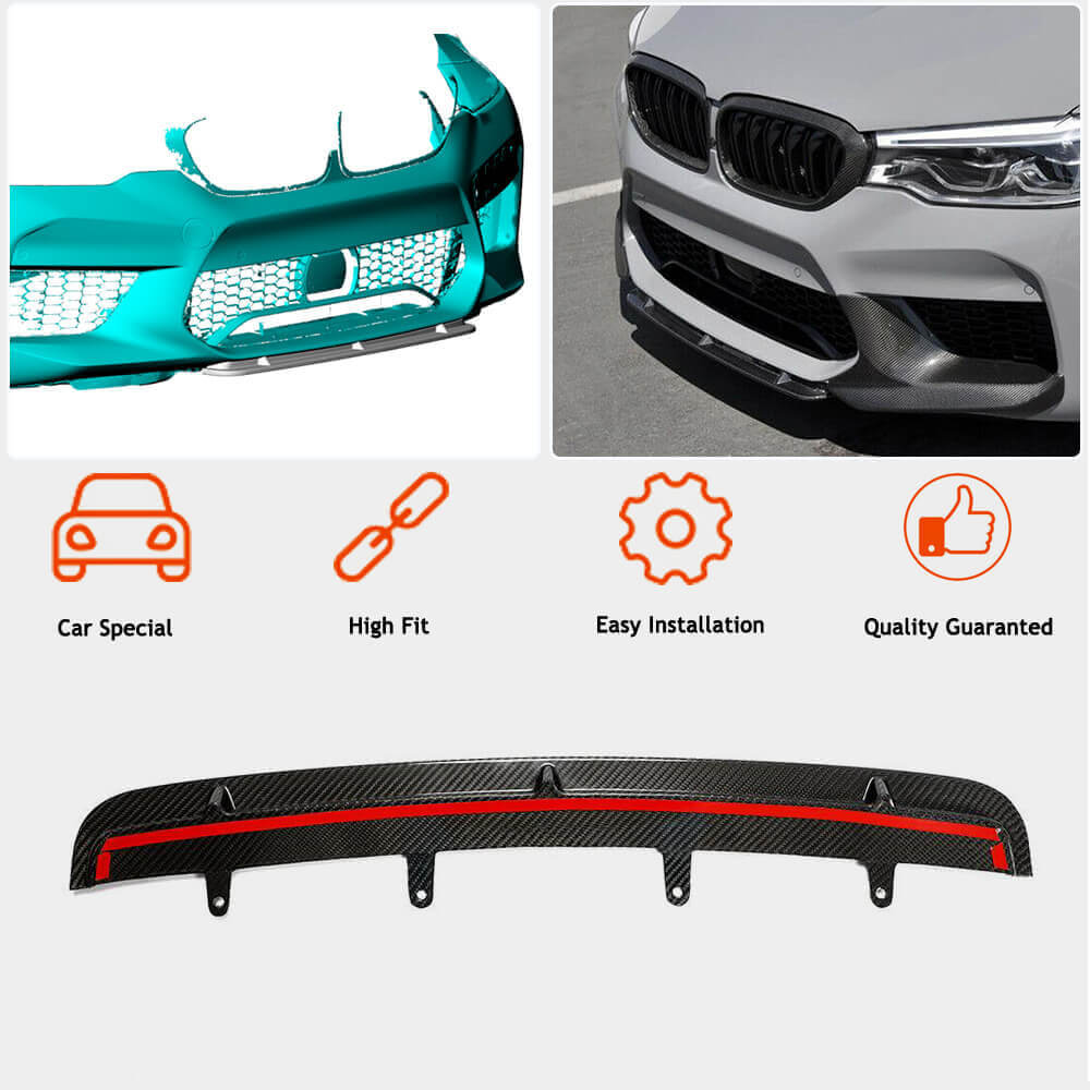 BMW 5 Series F90 M5 Pre-LCI 2018-2020 Front Bumper Lip Dry Carbon Fiber