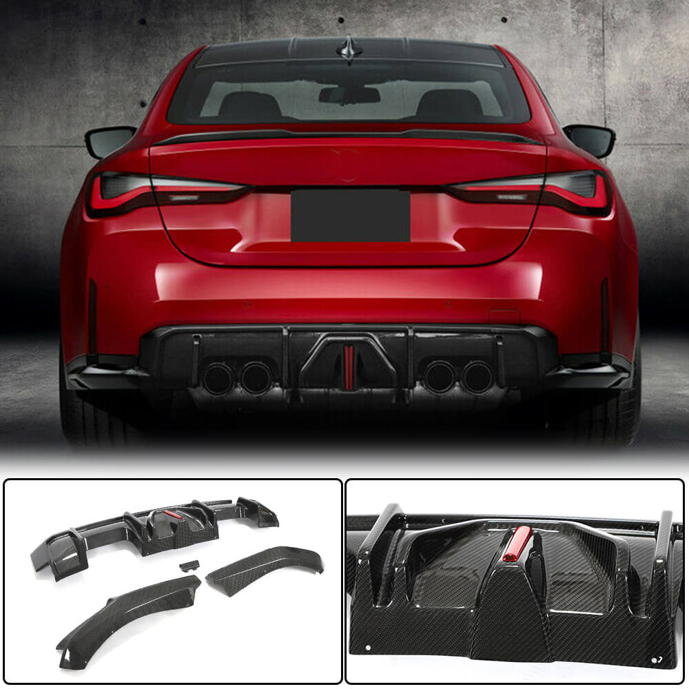 BMW G82 G83 M4 Rear Bumper Diffuser With Splitters Dry Carbon Fiber