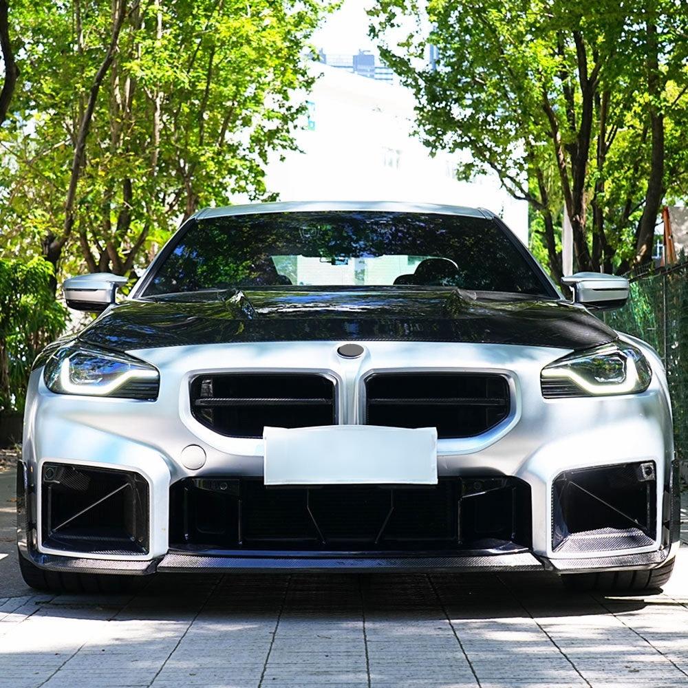 M Performance Style Front Bumper Lip for BMW G87 M2 Coupe 2023 Onwards, Dry or Wet Carbon Fiber