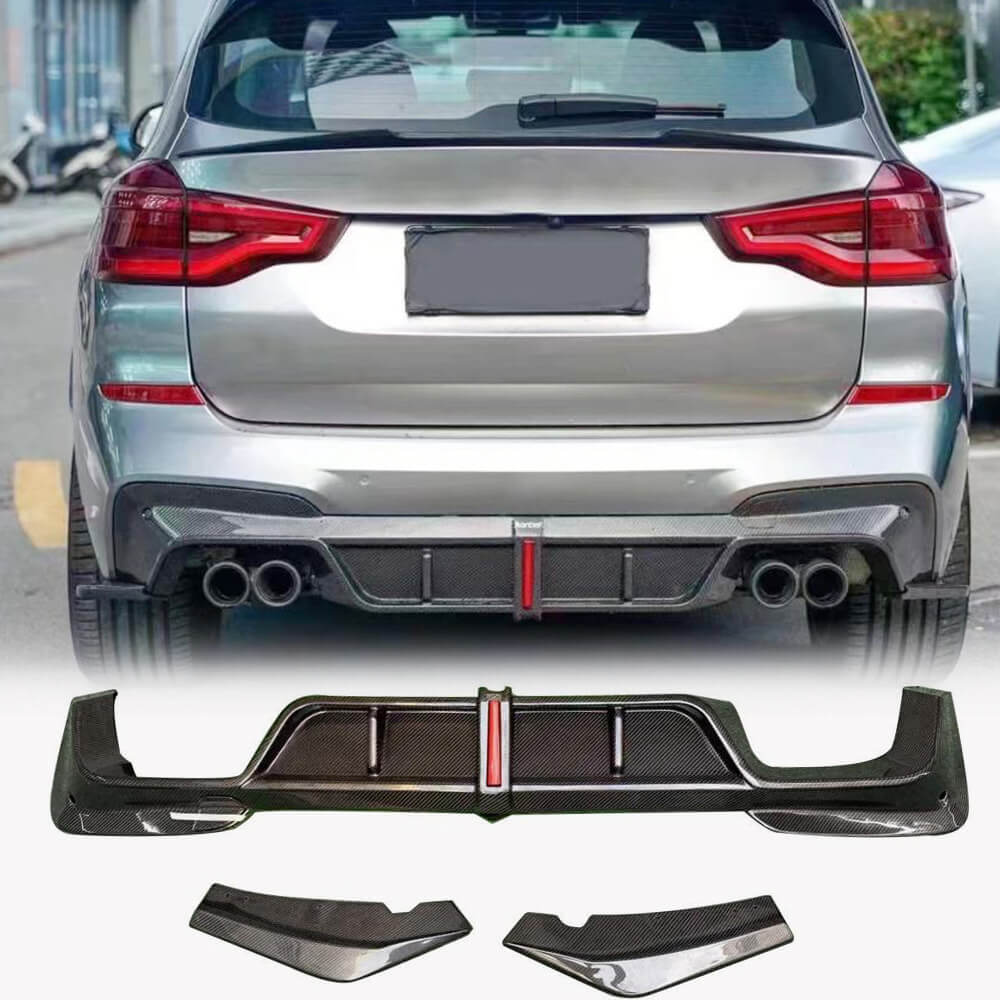 BMW X3M F97 2019-2023 Carbon Fiber Rear Bumper Diffuser Lip Splitters