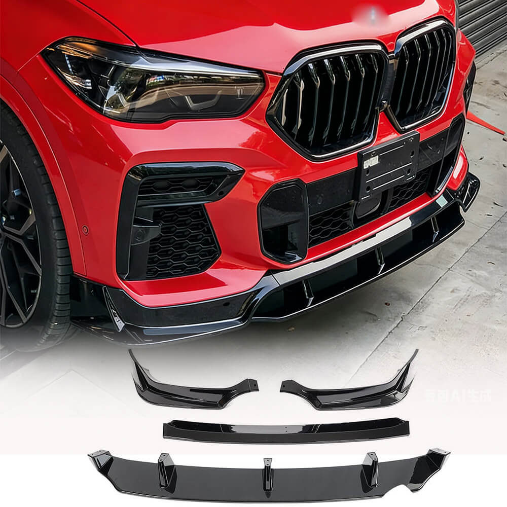 BMW X6 G06 M Sport Utility (2020-2024) Glossy Black ABS Front Bumper Lip– Direct Fit
