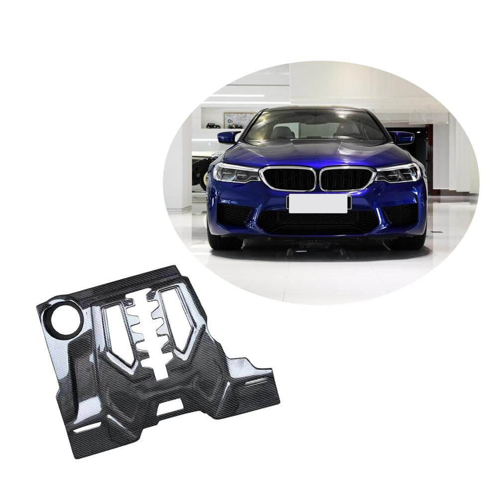 BMW 5 Series F90 M5 Sedan 2018-2020 Car Engine Valve Protector Hood Bonnet Cover Carbon Fiber