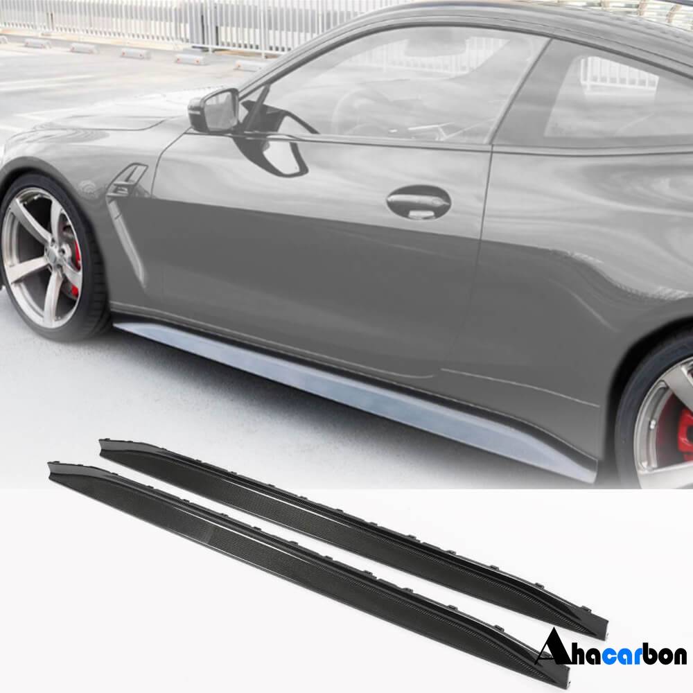 AHACARBON Automotive Body Kits Comprising External Structural Parts Of Automobiles BMW G82 G83 M4 Coupe Convertible 2-Door 2021+ Carbon Fiber Side Skirts