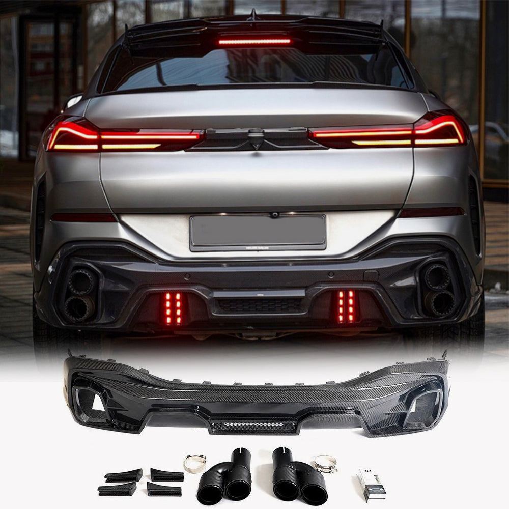 BMW X6 G06 2020-2024 Rear Bumper Diffuser Carbon Fiber
