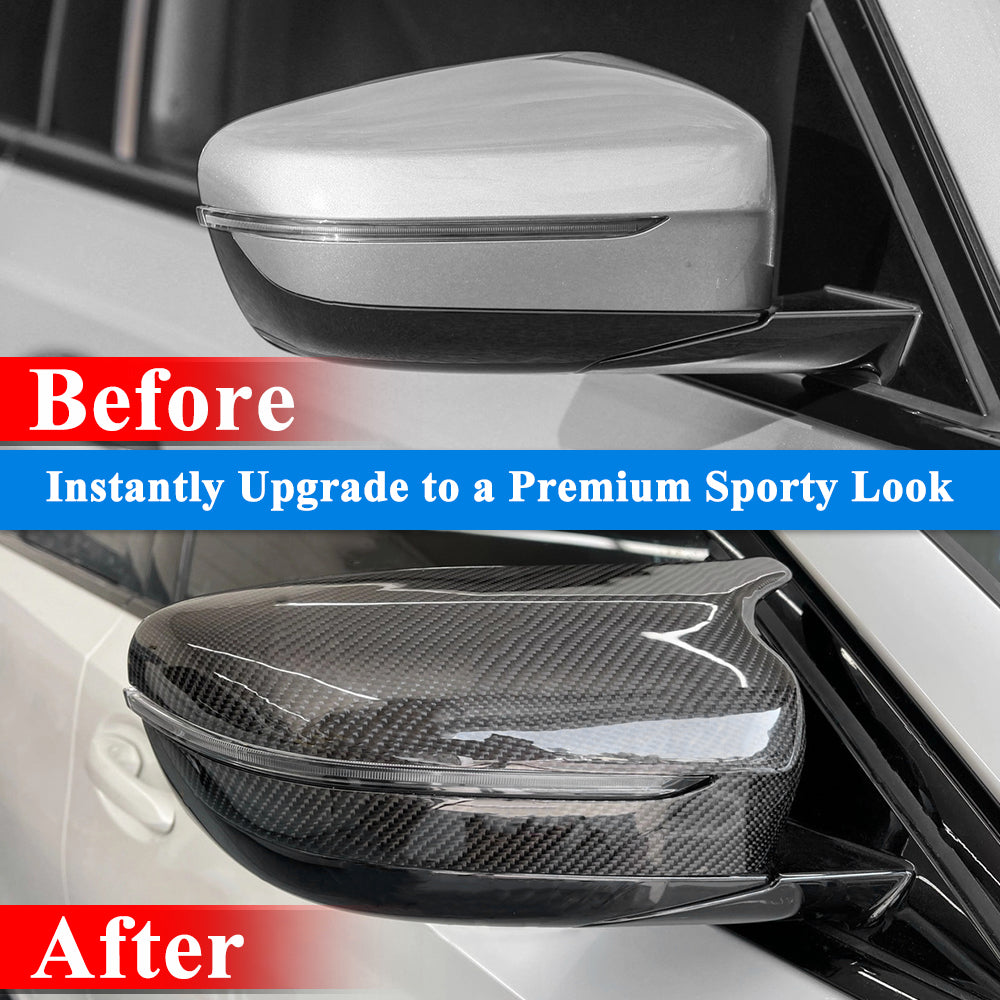 AeroBon Dry Carbon Fiber Mirror Cap Overlays Compatible with BMW 3 Series G20, 4 Series G22 G23 G26, 5 Series G30, 6 Series G32, 7 Series G11 G12, 8 Series G14 G15 G16 Mirror Cpas (MA Style) M-Arc