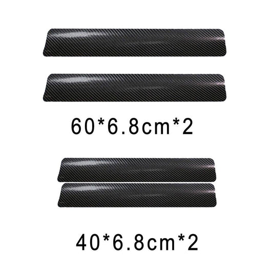 4Pc Black Car Door Plate Stickers Carbon Fiber Look Car Sticker Sill Scuff Cover Anti Scratch Decal Universal For All Car
