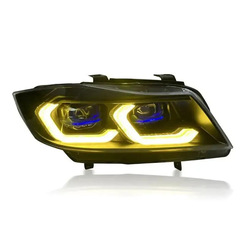 BMW E90 Sedan LED Headlights with White / Amber DRLs 2006–2011