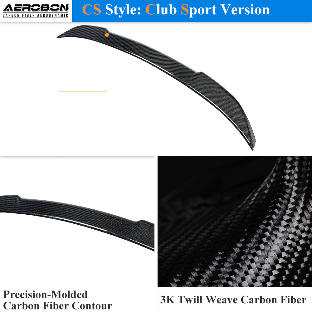 AeroBon CF Trunk Spoiler BMW 2 Series F22 / M2 F87 (2014-2021) CS - 3K twill weave close-up