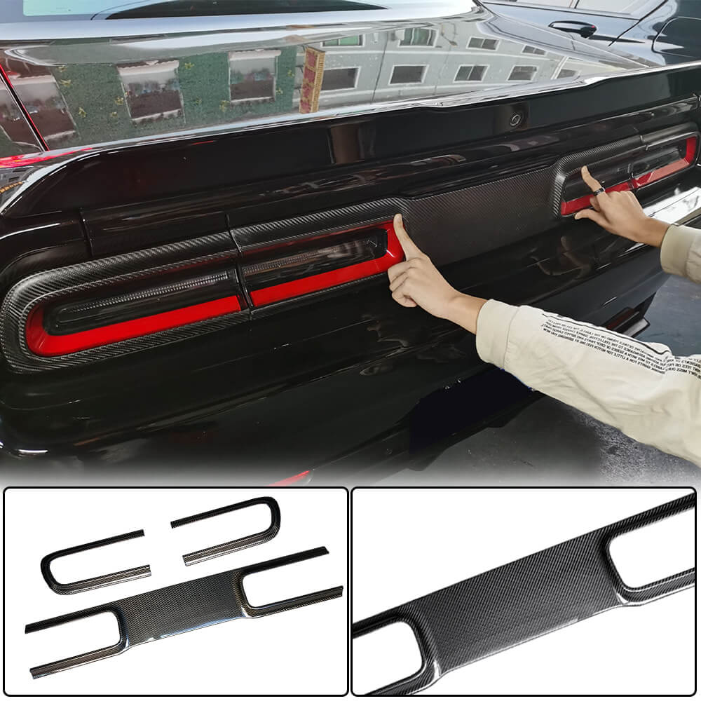 Dodge Challenger 2015-2022 Rear Taillight  Lamp Cover Dry Carbon Fiber