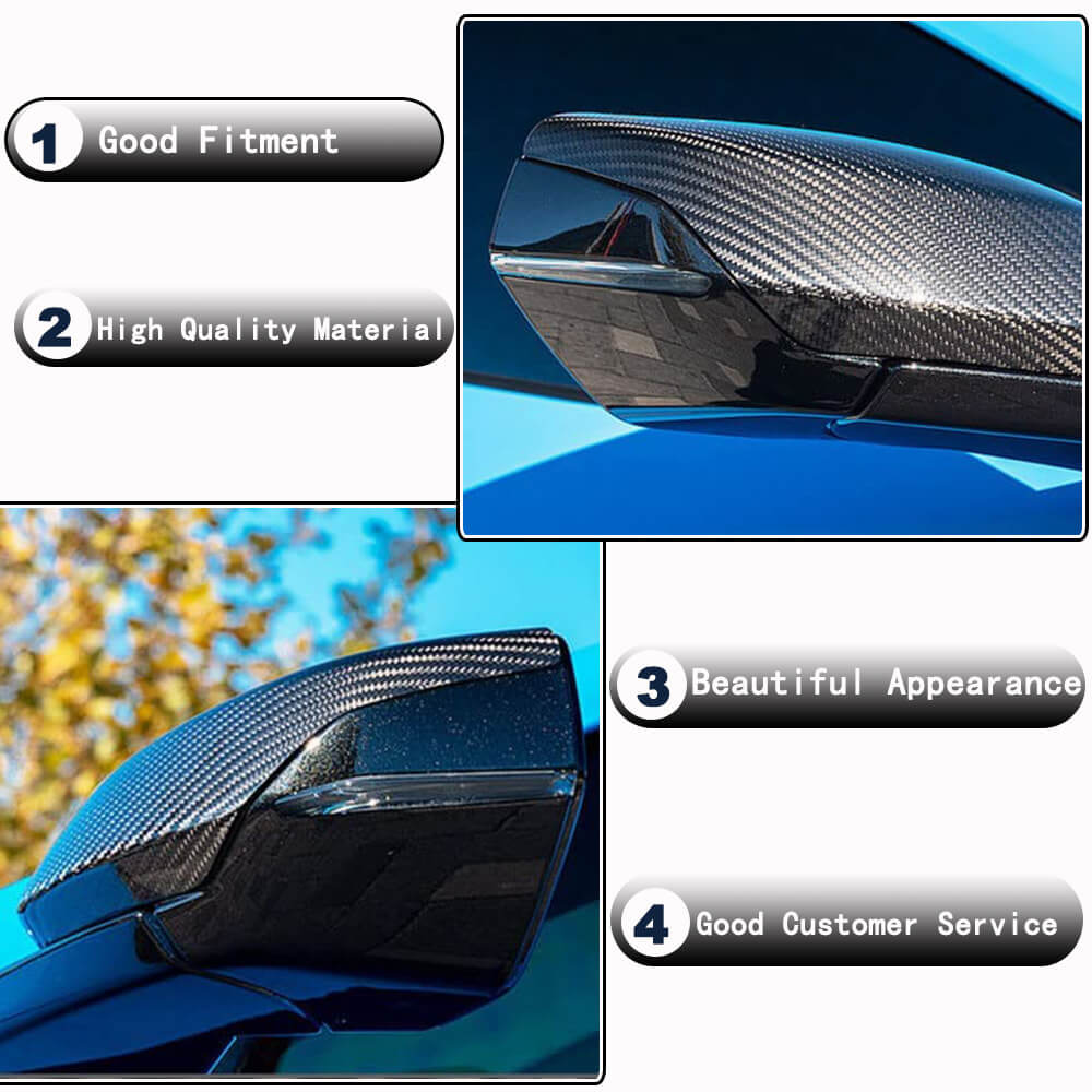 Chevrolet Corvette C8 2-Door 2020-2022 Mirror Covers Add-on Dry Carbon Fiber