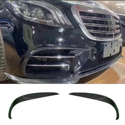 Mercedes Benz S Class W222 Sport Sedan 4-Door 2018-2022 Front Bumper Splitters Carbon Fiber