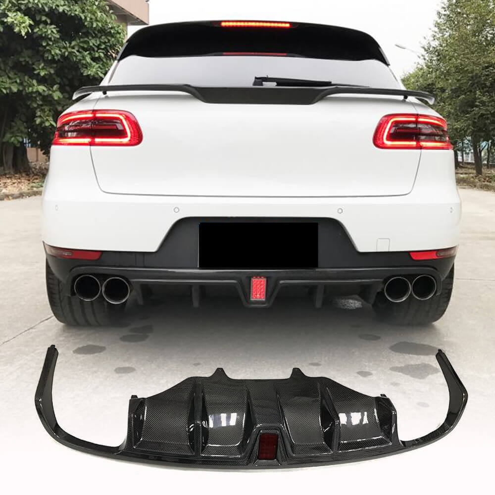 Porsche Macan 2014-2020 Rear Bumper Diffuser With Brake Light Carbon Fiber