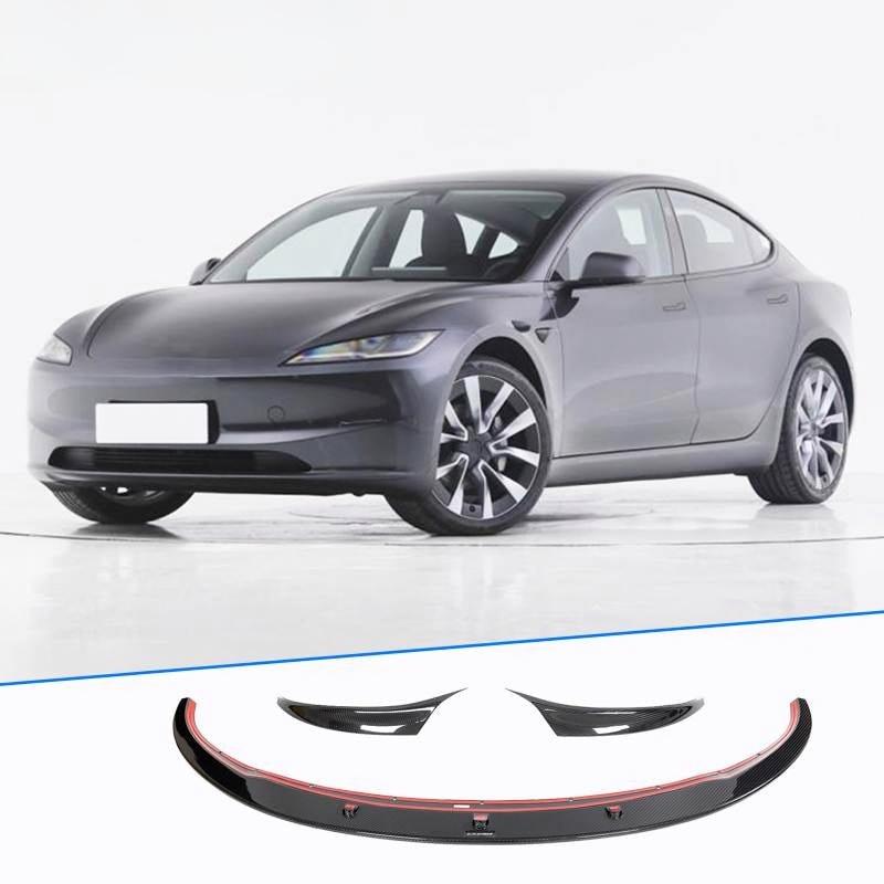 Tesla Model 3 Dry Carbon Fiber Front Bumper Lip Spoiler, 2023