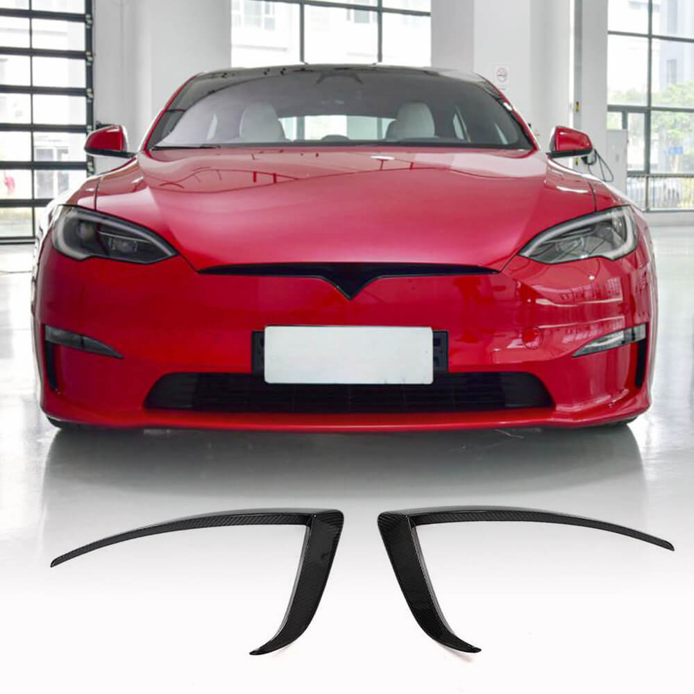 Tesla Model S 2021-2023 Front Bumper Splitters Carbon Fiber