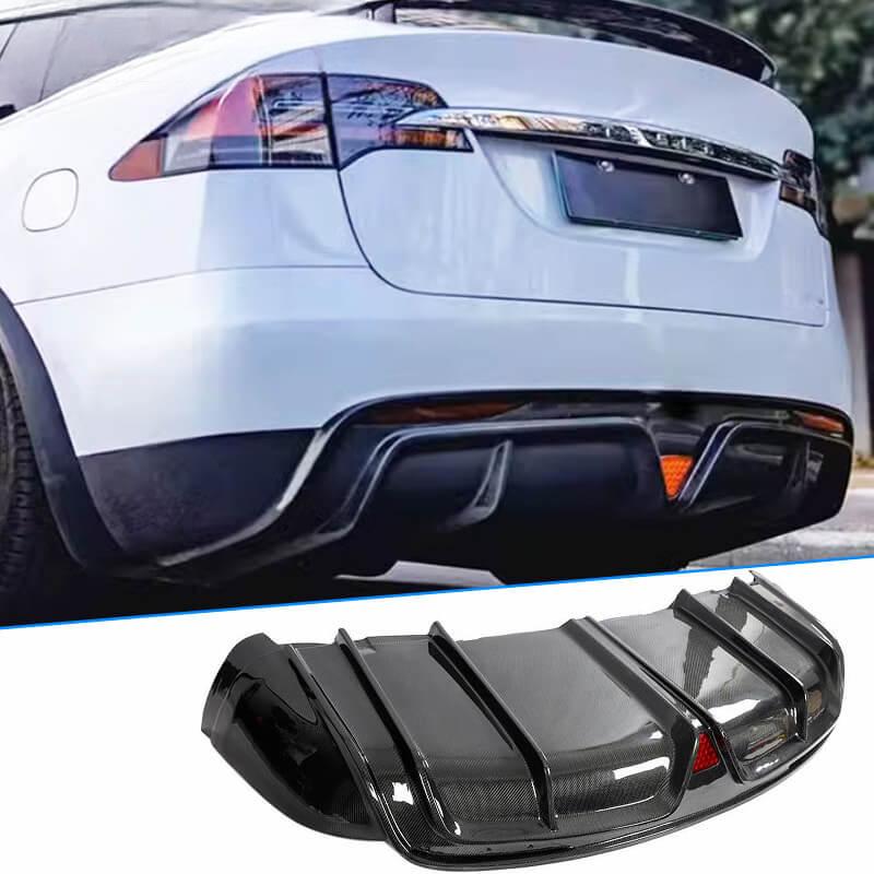 Tesla Model X Plaid Carbon Fiber Rear Bumper Diffuser, 2022–2024