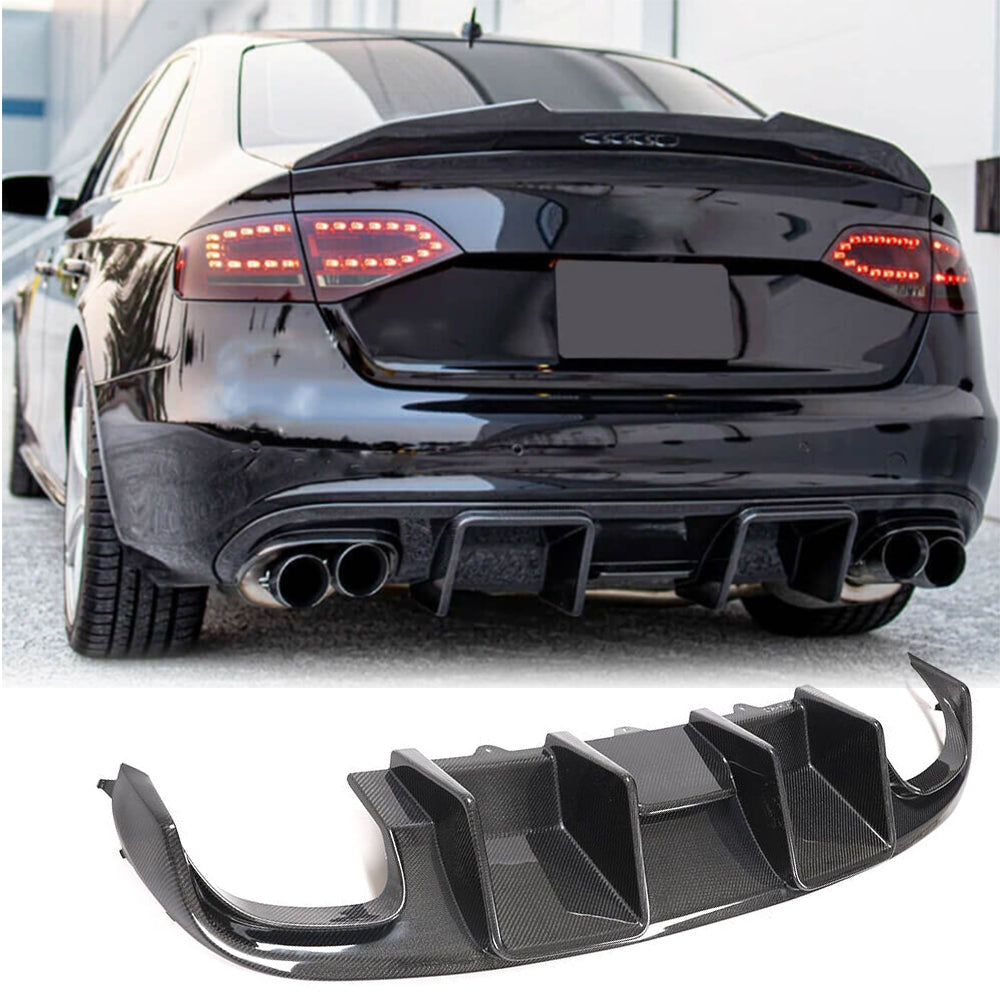 Audi S4 B8 Sedan Pre-facelift 2009-2012 Rear Bumper Diffuser Carbon Fiber