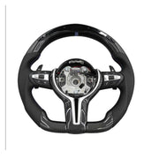 BMW Universal F06/F10/F12/F13/F8X Classic Steering Wheel With LED Carbon Fiber (Airbag+Paddles+Buttons+Carbon Fiber Trim Cover+Flat Bottom)