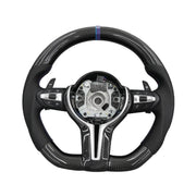 BMW Universal M5 M6 F10 F20 F22 F30 F32 F36 F06 F07 E70 Custom F8x M2 M3 M4 Car Steering Wheel Full Set Carbon Fiber (Paddles+Buttons+Carbon fiber Trim Cover+Flat Bottom)