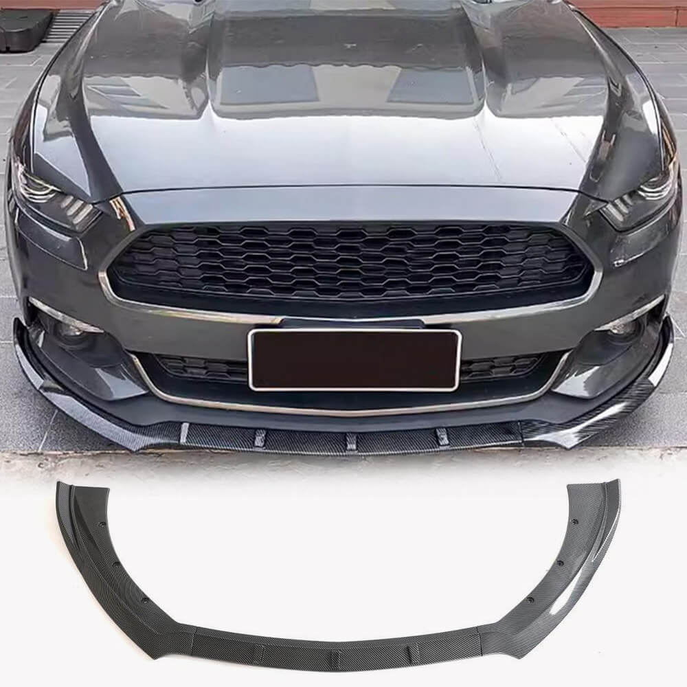 Ford Mustang 2015-2017 Carbon Fiber Pattern Front Bumper Lip ABS 3PCS