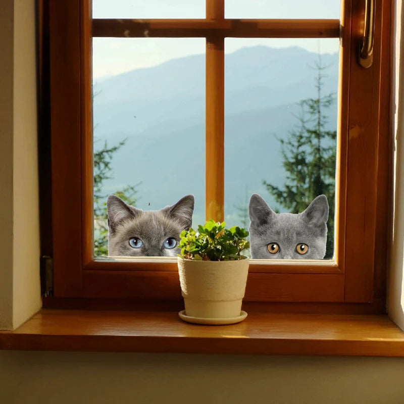 Funny 3D Cat Dog Half a face Peeking car sticker Wall background Art decals decorations cute animal wall stickers for home decor
