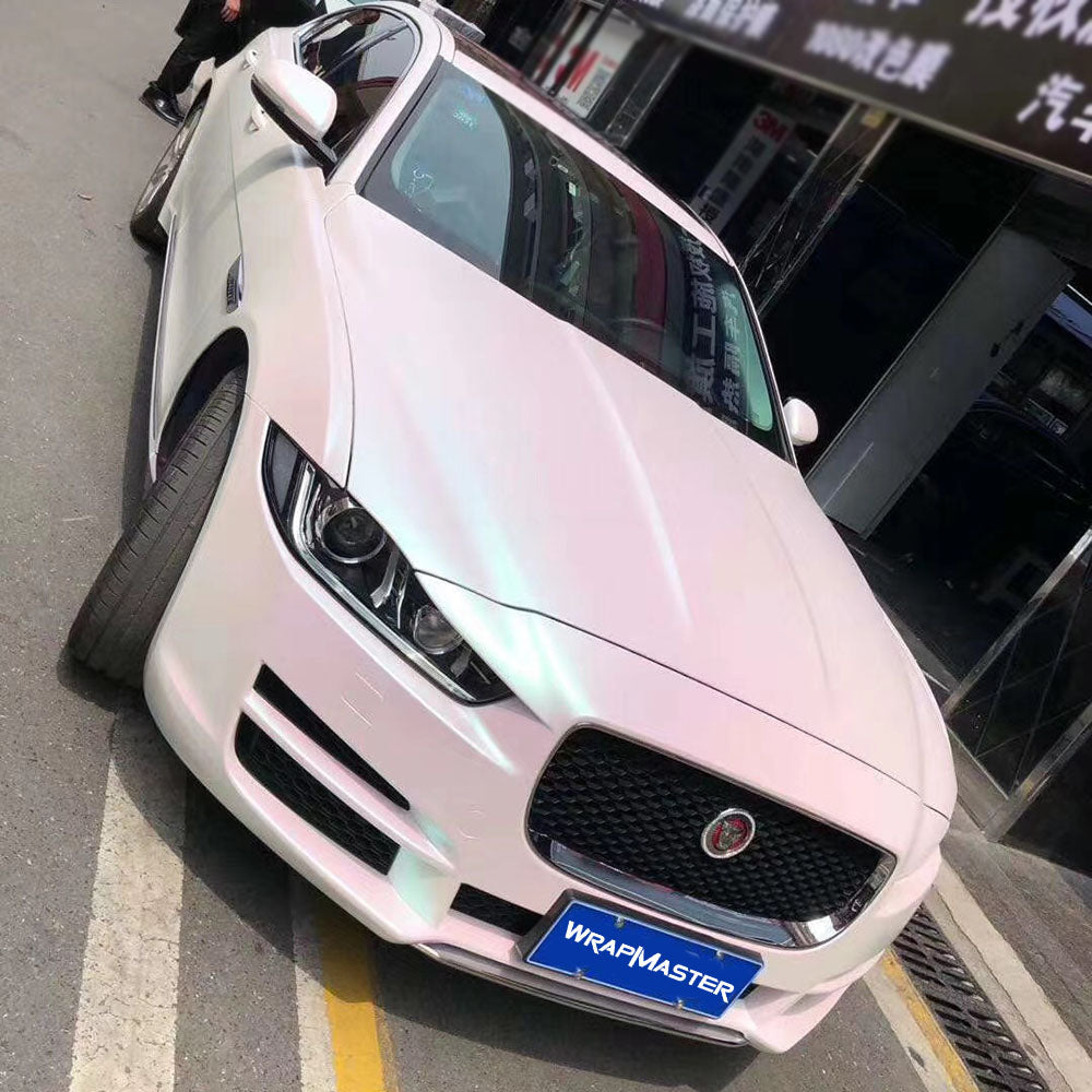 Matte White Pink Chameleon Car wrap
