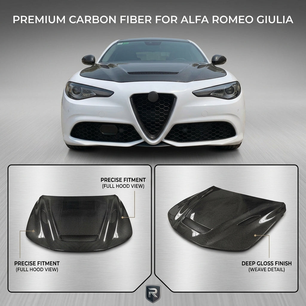 Alfa Romeo Giulia 952 Carbon Fiber Engine Bonnet Hood Cover 2017–2020