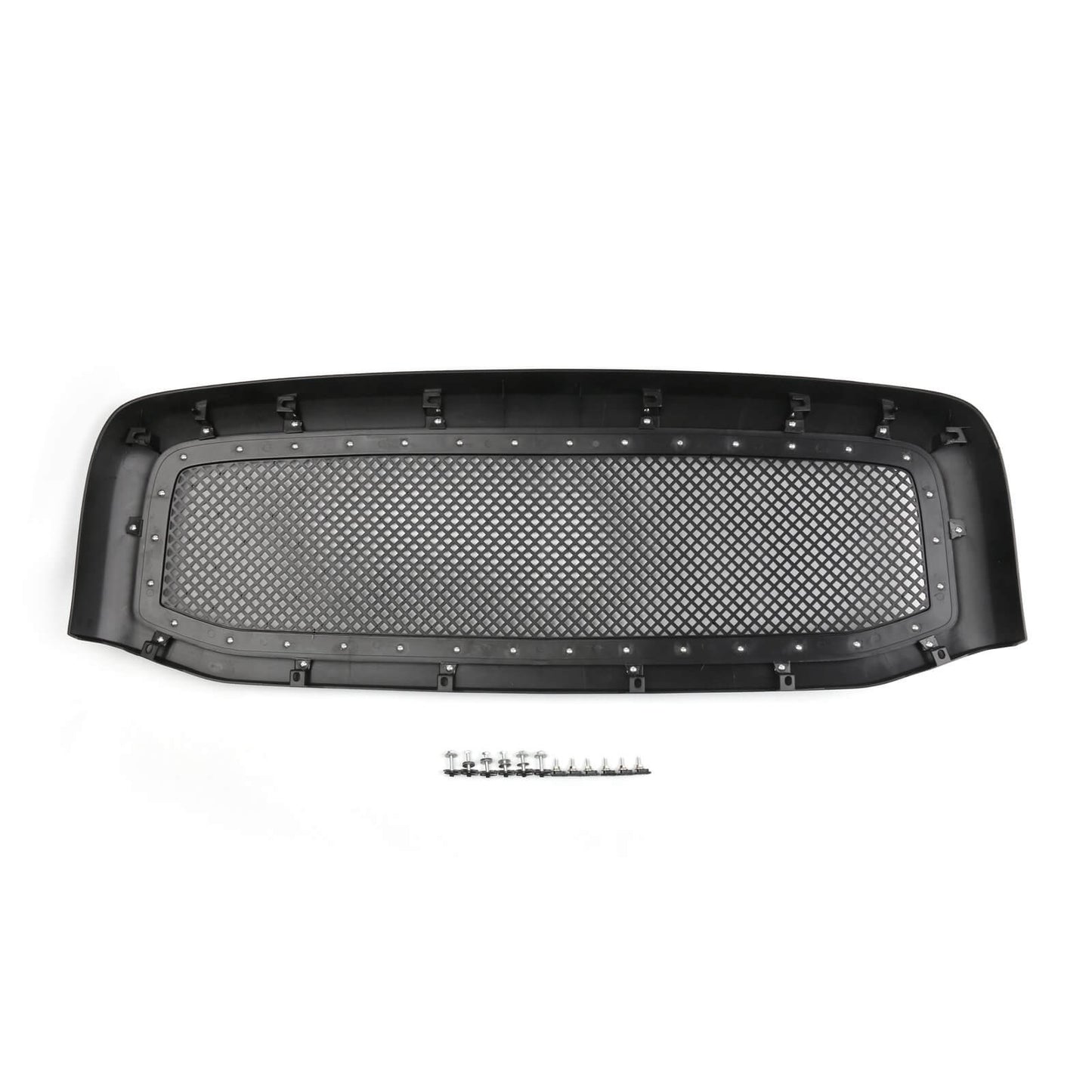 2006-2008 Dodge Ram 1500 2500 3500 Mesh Style Rivet Front Hood Grille — Black/Chrome