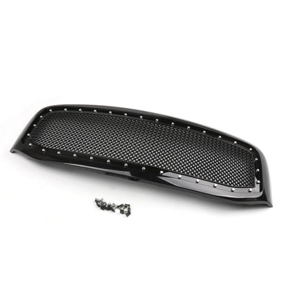 2006-2008 Dodge Ram 1500 2500 3500 Mesh Style Rivet Front Hood Grille — Black/Chrome
