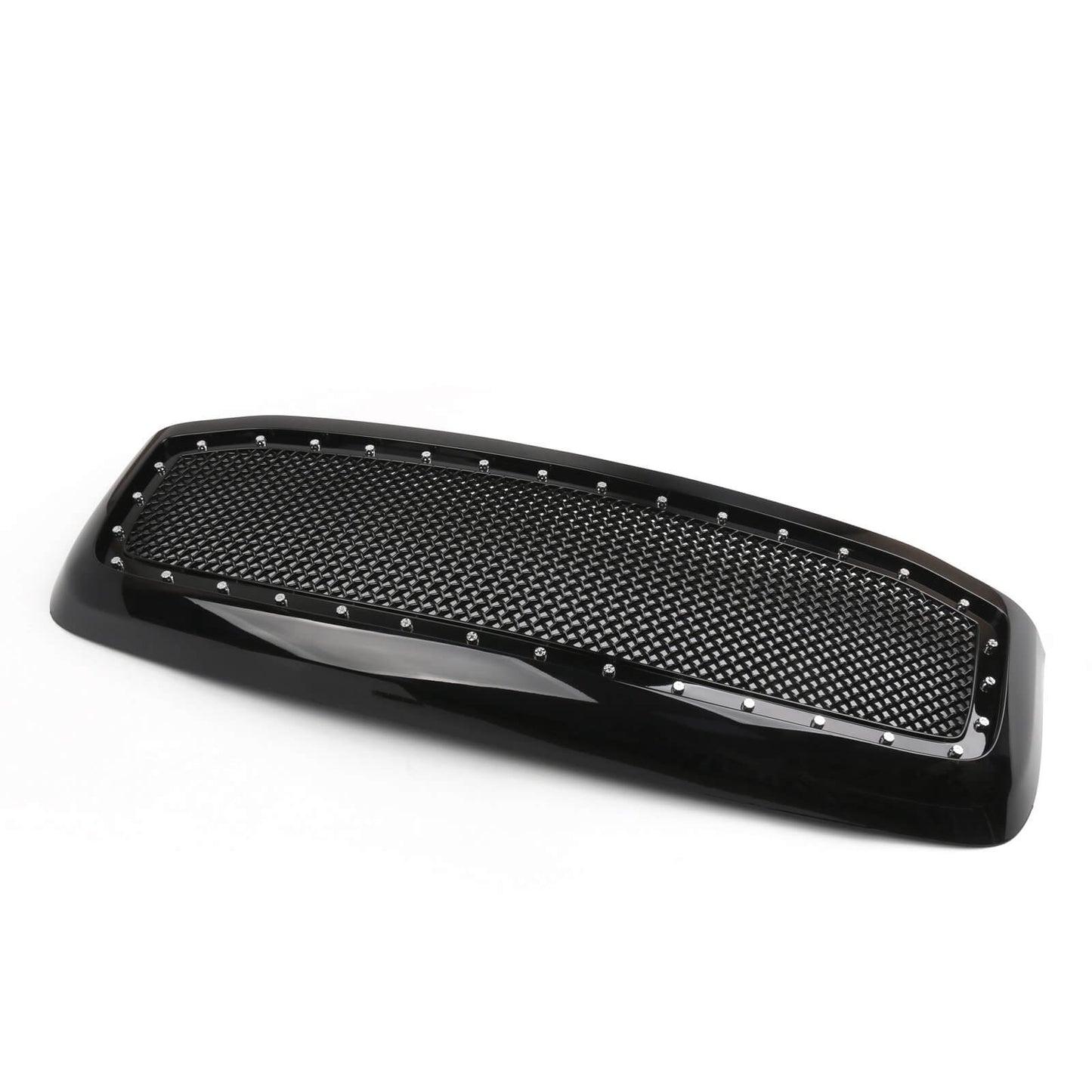 2006-2008 Dodge Ram 1500 2500 3500 Mesh Style Rivet Front Hood Grille — Black/Chrome