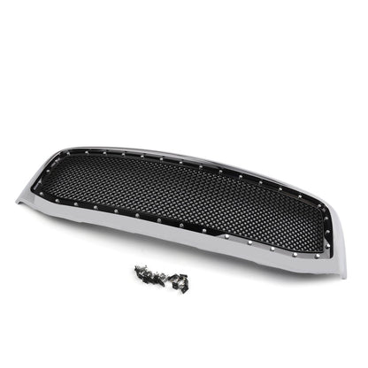 2006-2008 Dodge Ram 1500 2500 3500 Mesh Style Rivet Front Hood Grille — Black/Chrome