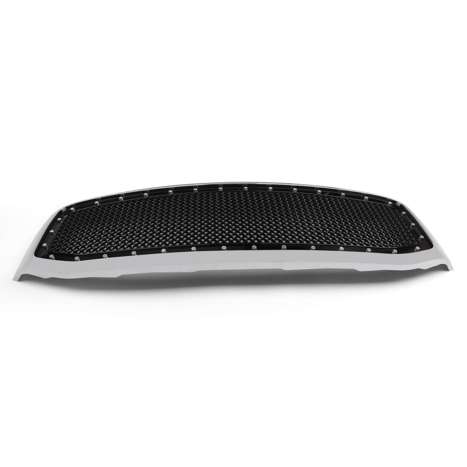 2006-2008 Dodge Ram 1500 2500 3500 Mesh Style Rivet Front Hood Grille — Black/Chrome