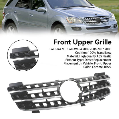 2005-2008 Mercedes-Benz ML-Class W164 ML320 ML350 ML500 Chrome Black Front Upper Grille
