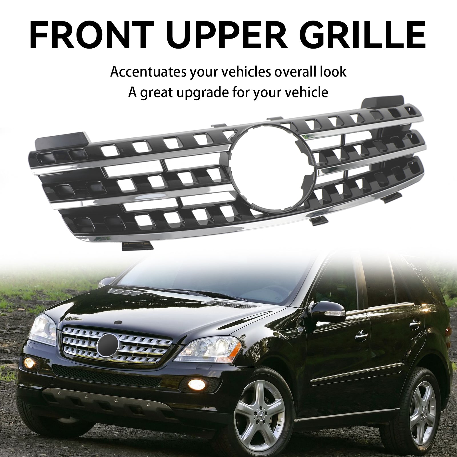 2005-2008 Mercedes-Benz ML-Class W164 ML320 ML350 ML500 Chrome Front Upper Grille