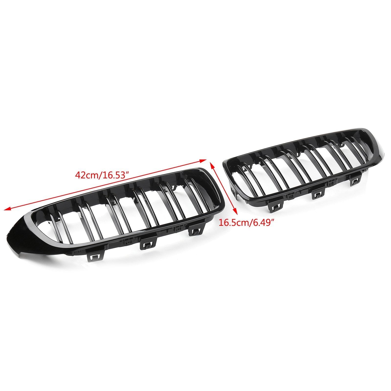 2014+ BMW 4 Series F32 F33 F36 F82 Gloss Black Dual Slat M4 Sport Front Kidney Grille