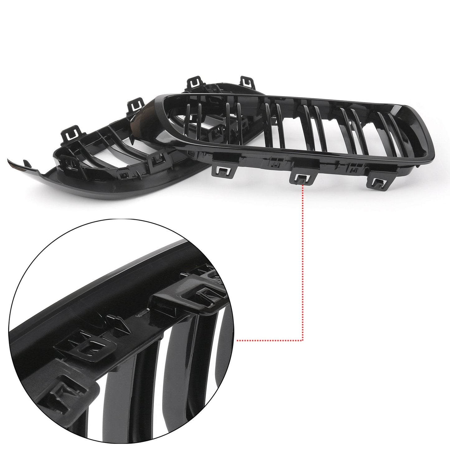 2014+ BMW 4 Series F32 F33 F36 F82 Gloss Black Dual Slat M4 Sport Front Kidney Grille