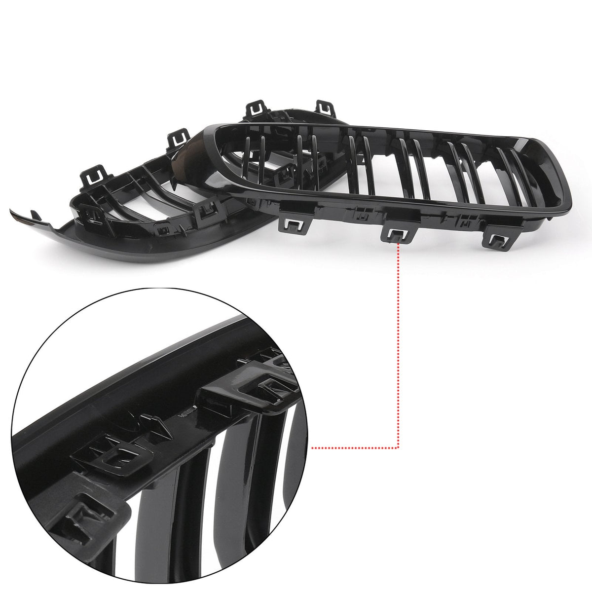 2014+ BMW 4 Series F32 F33 F36 F82 Gloss Black Dual Slat M4 Sport Front Kidney Grille
